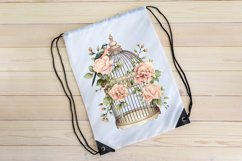 Vintage Floral Birdcage Watercolor Sublimation Clipart Product Image 5