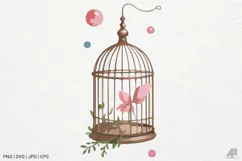 Vintage Floral Birdcage Clipart SVG PNG Product Image 1