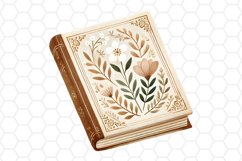 Vintage Floral Book Clipart Watercolor PNG Design