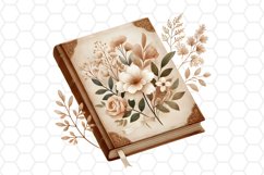 Vintage Floral Book Clipart Watercolor PNG Design