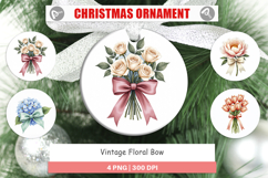 Vintage Floral Bow Ornament Product Image 1