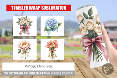 Vintage Floral Bow Tumbler Product Image 1