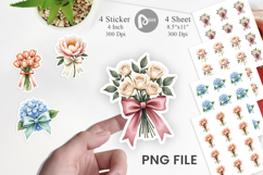 Vintage Floral Bow Sticker Product Image 1