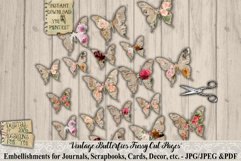 Vintage | Floral | Butterflies | Fussy Cut | Shabby | Print Product Image 1