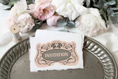 vintage floral frame on small card invitation