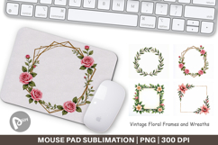 Vintage Floral Frames Wreaths Mouse Pad Product Image 1