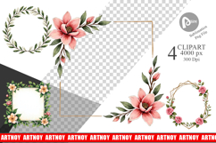 Vintage Floral Frames Wreaths Clipart Product Image 1
