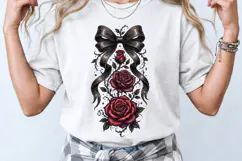 Vintage Floral Gothic Tattoo Red Roses PNG Product Image 1