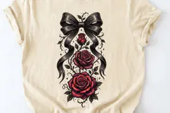 Vintage Floral Gothic Tattoo Red Roses PNG Product Image 2