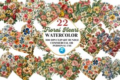 Vintage Floral Heart Clipart Bundle Product Image 1