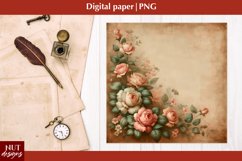 Vintage Digital paper Mothers day Vintage roses Old paper Product Image 1