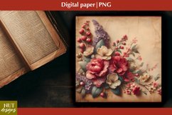 Vintage Digital paper Flowers scrapbooking, 3D flowers Product Image 1