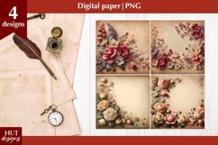 Vintage Digital paper Mothers day floral Old paper scrapbook Product Image 1