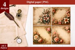 Vintage Digital paper Mothers day floral Old paper scrapbook Product Image 1