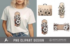 Watercolor Vintage Floral Wooden Board Clipart Product Image 1