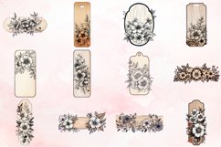 Watercolor Vintage Floral Wooden Board Clipart Bundle Product Image 2