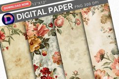 Vintage Florals Digital Paper Product Image 1
