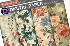 Vintage Florals Digital Paper Product Image 1