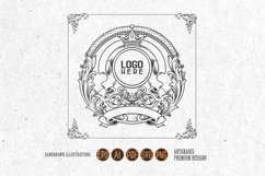 Vintage flourish badge label frame luxury crown ornament SVG Product Image 1