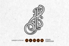 Vintage flourish letter I monogram elegant logo monochrome Product Image 1