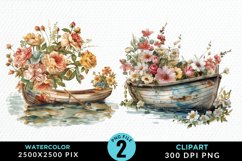 Vintage Flower Boat Sublimation Clipart Product Image 1