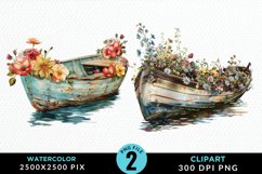 Vintage Flower Boat Design Clipart Product Image 1