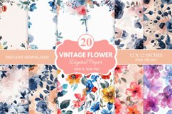 Vintage Flower Digital Paper Bundle Product Image 1