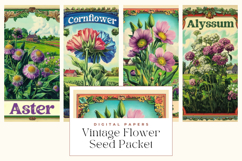 Vintage Flower Seed Packet Digital Papers Product Image 1