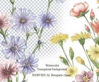 Watercolor Wildflowers Bouquet Clipart Set Product Image 3