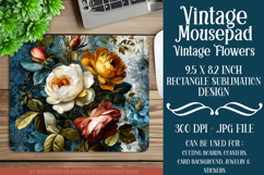 Vintage Mousepad, Sublimation Mousepad, Floral Mousepad, d1 Product Image 1