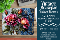 Vintage Mousepad, Sublimation Mousepad, Floral Mousepad, d11 Product Image 1