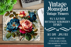 Vintage Mousepad, Sublimation Mousepad, Floral Mousepad, 125 Product Image 1