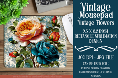 Vintage Mousepad, Sublimation Mousepad, Floral Mousepad, 133 Product Image 1