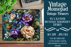 Vintage Mousepad, Sublimation Mousepad, Floral Mousepad, d14 Product Image 1
