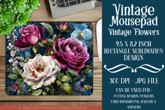 Vintage Mousepad, Sublimation Mousepad, Floral Mousepad, d16 Product Image 1