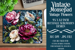 Vintage Mousepad, Sublimation Mousepad, Floral Mousepad, d18 Product Image 1