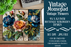 Vintage Mousepad, Sublimation Mousepad, Floral Mousepad, d20 Product Image 1