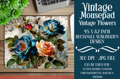 Vintage Mousepad, Sublimation Mousepad, Floral Mousepad, d23 Product Image 1
