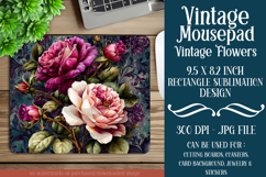 Vintage Mousepad, Sublimation Mousepad, Floral Mousepad, d27 Product Image 1