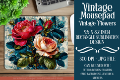 Vintage Mousepad, Sublimation Mousepad, Floral Mousepad, d29 Product Image 1