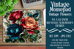Vintage Mousepad, Sublimation Mousepad, Floral Mousepad, d31 Product Image 1