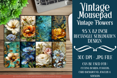 Vintage Mousepad, Sublimation Mousepad, Floral Mousepad, d33 Product Image 1