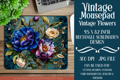Vintage Mousepad, Sublimation Mousepad, Floral Mousepad, d38 Product Image 1