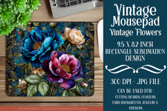 Vintage Mousepad, Sublimation Mousepad, Floral Mousepad, d40 Product Image 1