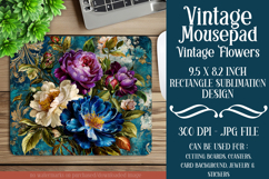Vintage Mousepad, Sublimation Mousepad, Floral Mousepad, d49 Product Image 1