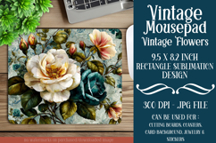 Vintage Mousepad, Sublimation Mousepad, Floral Mousepad, d6 Product Image 1