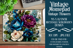 Vintage Mousepad, Sublimation Mousepad, Floral Mousepad, d65 Product Image 1