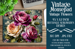 Vintage Mousepad, Sublimation Mousepad, Floral Mousepad, d66 Product Image 1