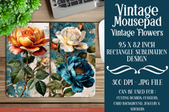 Vintage Mousepad, Sublimation Mousepad, Floral Mousepad, d68 Product Image 1