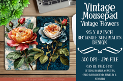 Vintage Mousepad, Sublimation Mousepad, Floral Mousepad, d69 Product Image 1